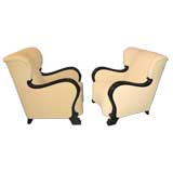 Pair of Gothic Revival Wing Backed Lounge Chairs