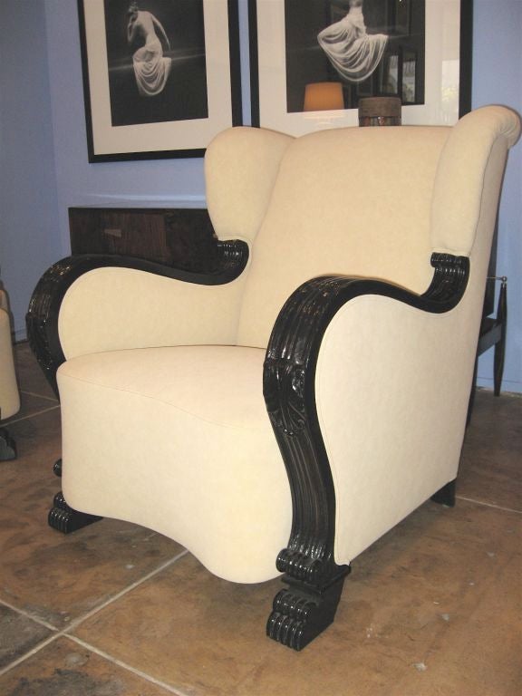 Pair of Gothic Revival Wing Backed Lounge Chairs