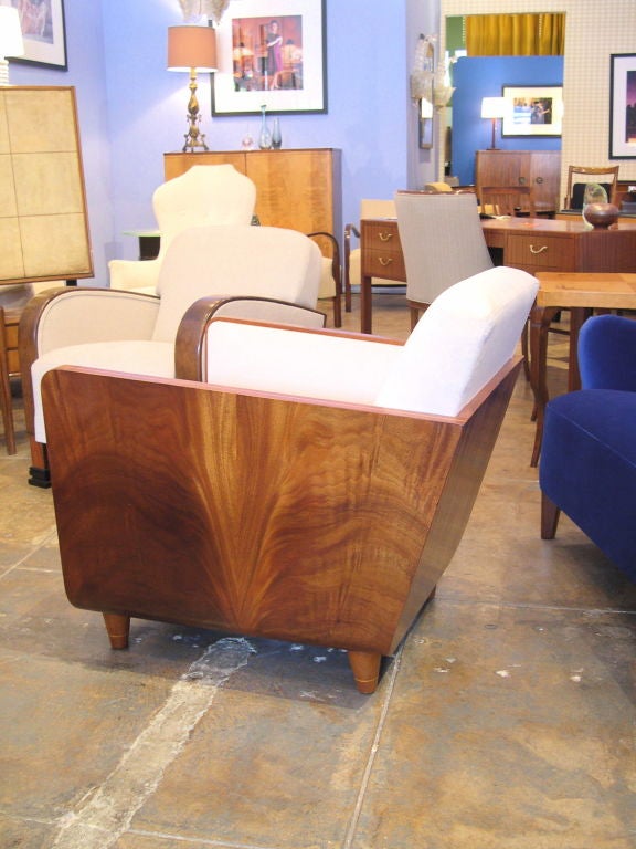 Art Moderne Paneled Upholstered Chair in Hondurian Mahogany