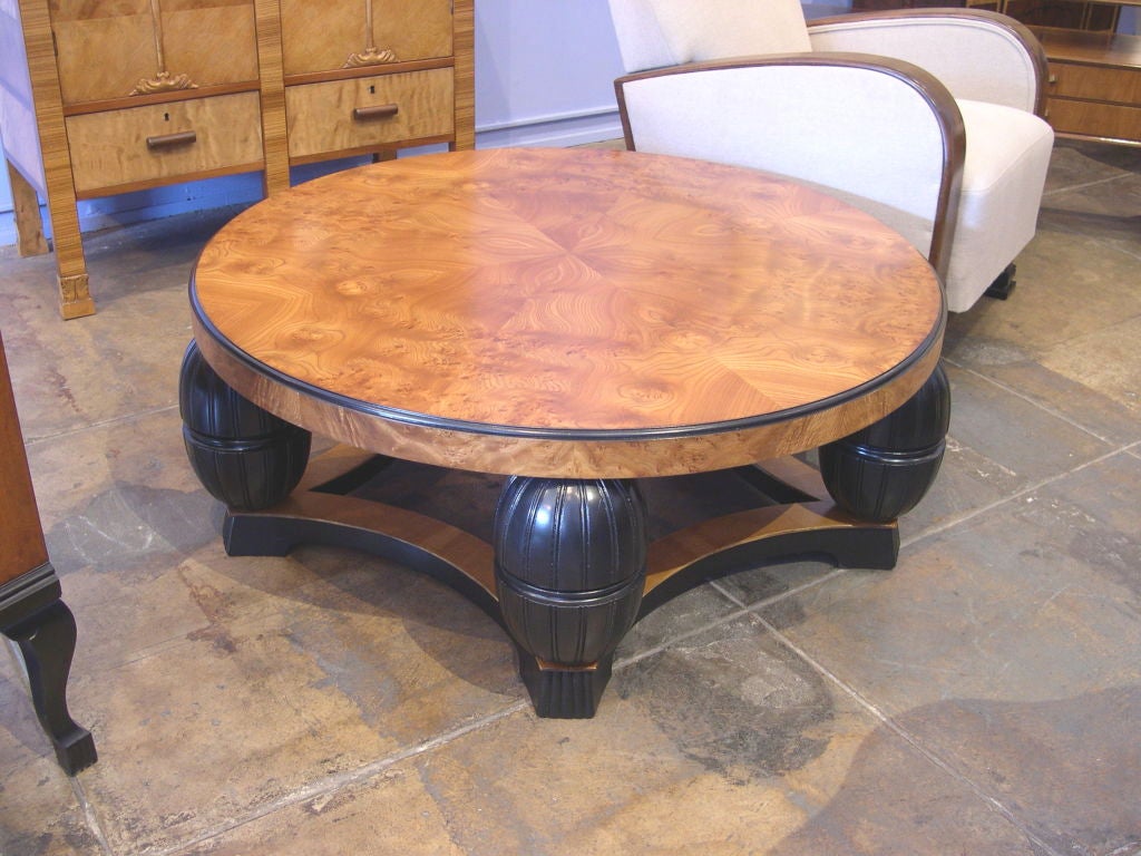 Large Swedish Art Deco Coffee Table in Carpathian Elm