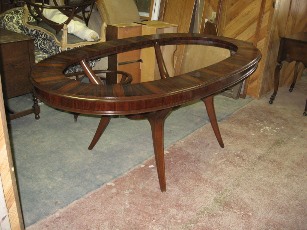 Oval Mid-Century Dining Table in Rosewood Mahogany and Marble