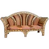 Morroccan Sofa With Intricate Bone and Hardwood Marquetry