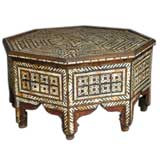 Moroccan Hardwood and Bone Inlay Table