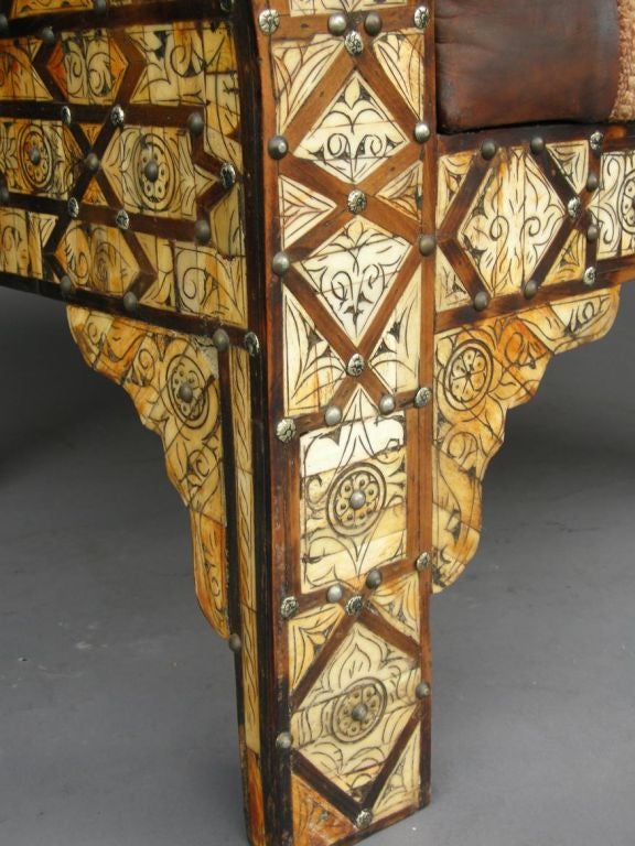 Mid Century Moroccan Bone and Hardwood Marquetry Chairs 2