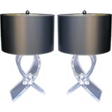 Pair of Bent Lucite Lamps By  Ritts Company LA