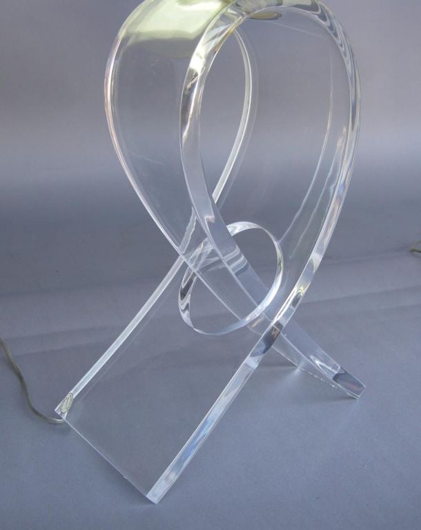 Pair of Bent Lucite Lamps By  Ritts Company LA