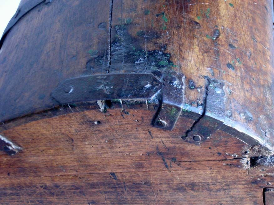 Antique Dove Tail Trunk On Iron Stand