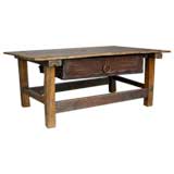 Low Tavern Table With Leather Drawer