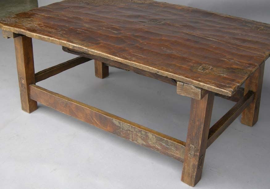 Low Tavern Table With Leather Drawer
