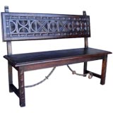 Antique Carved Walnut Bench From Spain