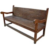 Antique 19th Century Chajul Bench With Scalloped Back