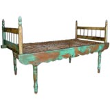 Antique 19th Century Leather Bottom Day Bed