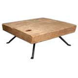 Reclaimed Tropical Wood Coffee Table W/Hand Wrought Iron Legs