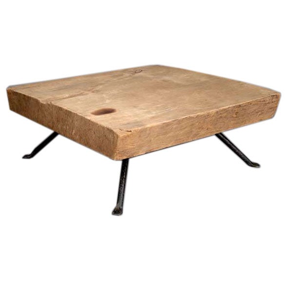 Reclaimed Tropical Wood Coffee Table W Hand Wrought Iron Legs At 1stdibs Reclaimed Tropical Wood Coffee Table W Hand Wrought Iron Legs For