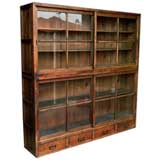 1850's Japanese Glass Front Tansu/Cabinet With Sliding Doors