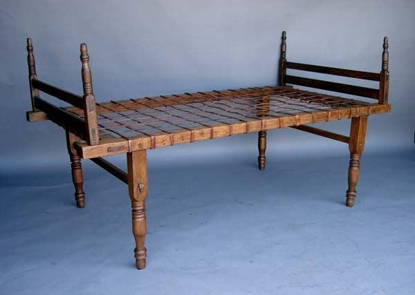 Leather and Wood Day Bed