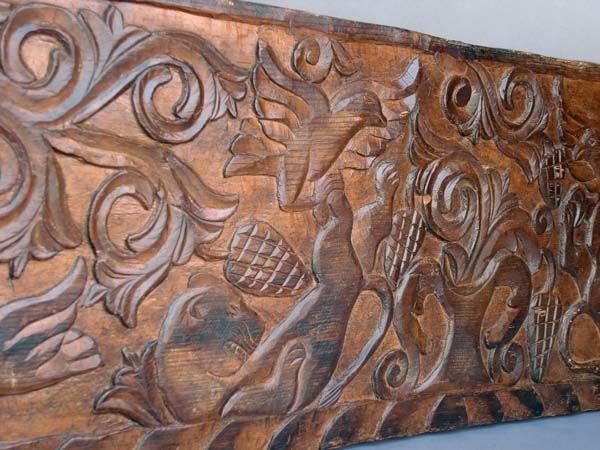 Guatemalan 19th Century Antique, Carved Rustic Wooden Panel or Headboard