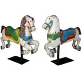 Pair of Antique 19th Century Painted Carnival Carousel Horses 9