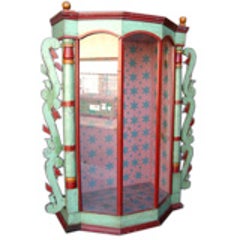 Very Large 19th Antique Painted Saint Display Case 12