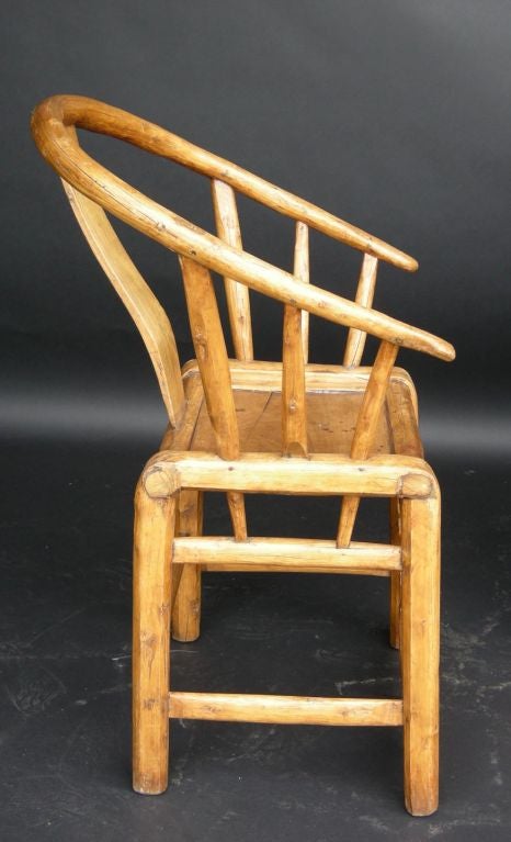 Chinese Export 19th Century Cinese Bent Elm Wood Arm Chair For Sale
