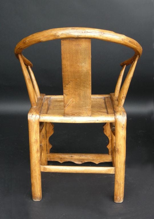Chinese 19th Century Cinese Bent Elm Wood Arm Chair For Sale