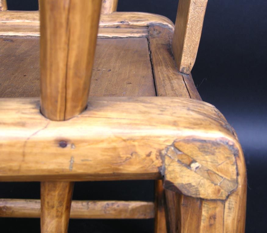 19th Century Cinese Bent Elm Wood Arm Chair For Sale 3