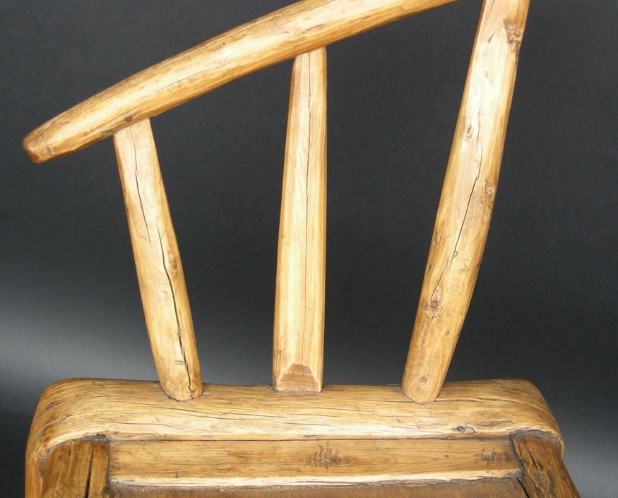 19th Century Cinese Bent Elm Wood Arm Chair For Sale 4