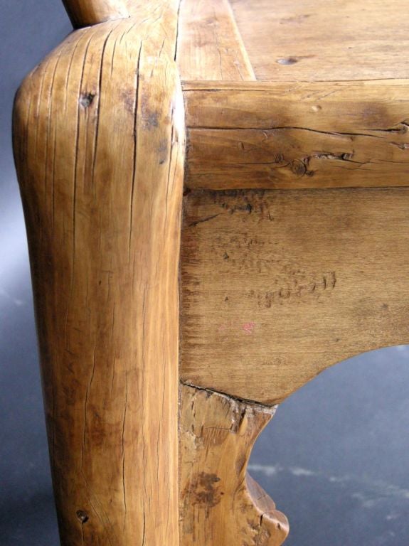 19th Century Cinese Bent Elm Wood Arm Chair For Sale 4