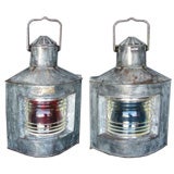 Paie of Antique Nautical Lamps from Russia