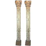 Pair of Antique Carved French Columns