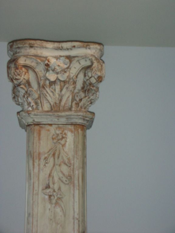 Pair of Antique Carved French Columns