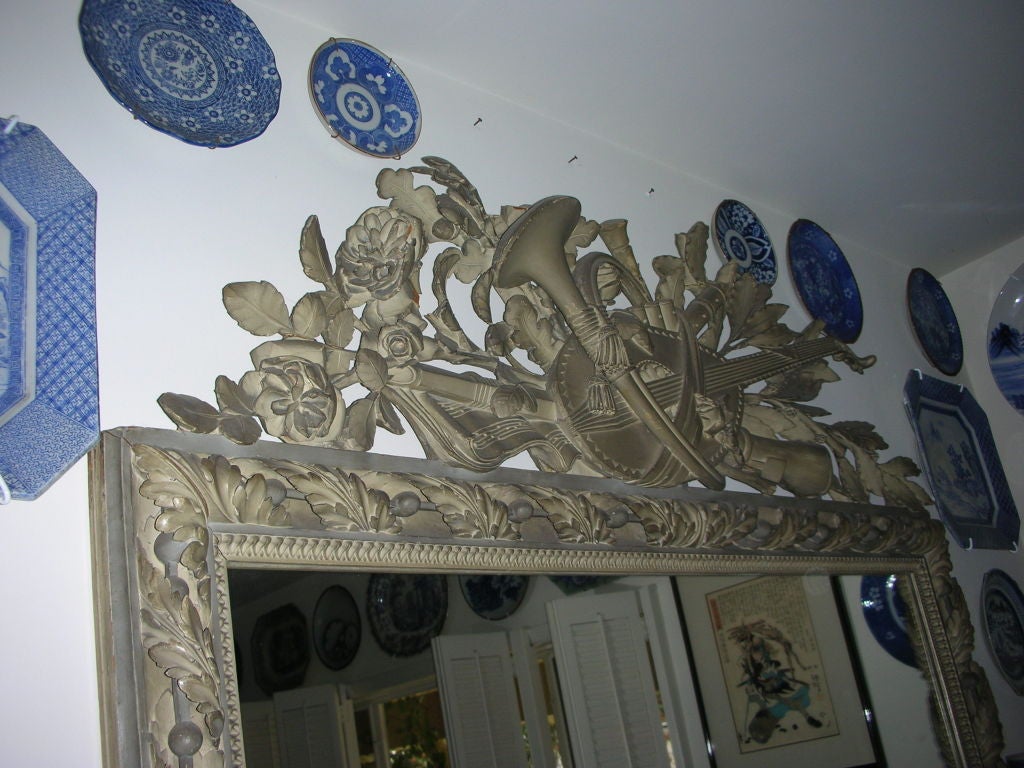 Large Antique Hand Carved mIrror