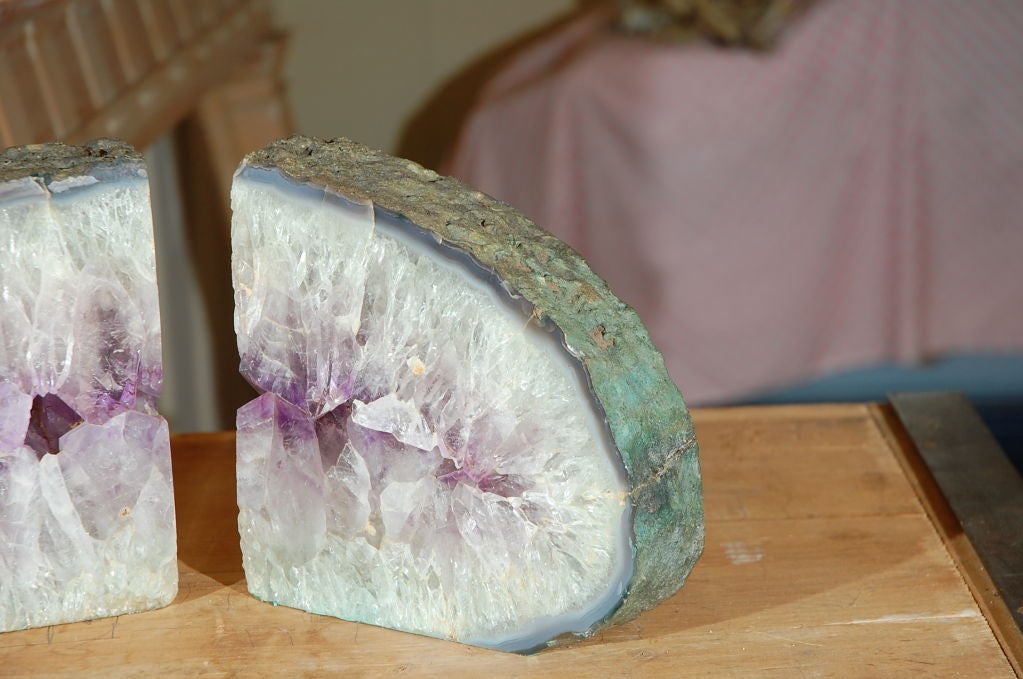 Mid-20th Century Amethyst Geode Bookends