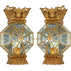 Pair of Gilded Iron Wall Lights