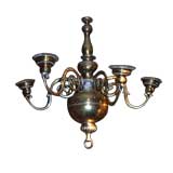 Important Early 1700's Six Arm Brass Chandelier