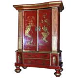 Rare and Important George I red lacquer cabinet