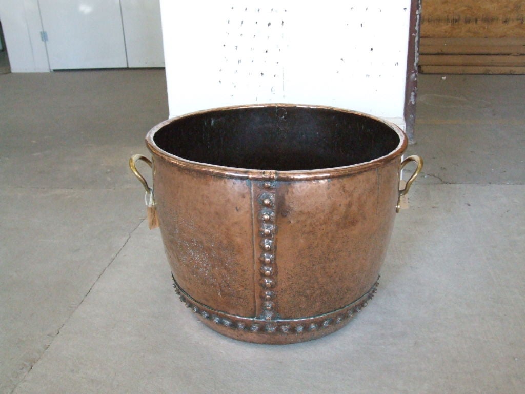 Superb 18th c. English Overscale Hand-Rivetted Log Bin