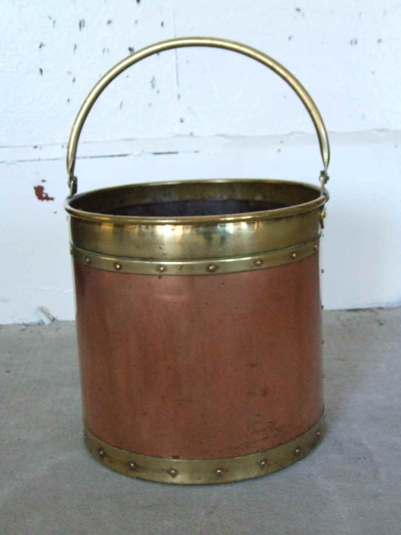 19th Century 19th c. English Copper Apple Kettle with Brass Detailing