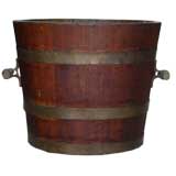 Antique 19th c. English Teak Bucket with Copper Banding