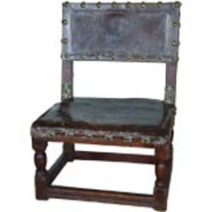 17th c. English Child's Chair in Leather with Brass Studwork 8