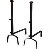 Antique Pair of 18th Century wrought iron andirons