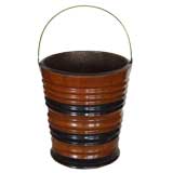 Antique Decorative 19th c. Two-Toned Ribbed Peat Bucket