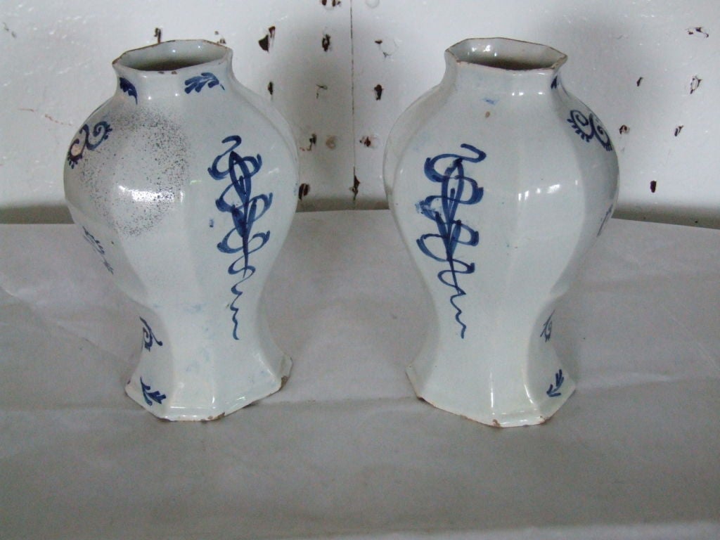 Late 18th Century Pair of 18th Century Dutch delft vases