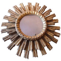 1930s Highly Decorative Double-Tiered Giltwood Starburst Mirror