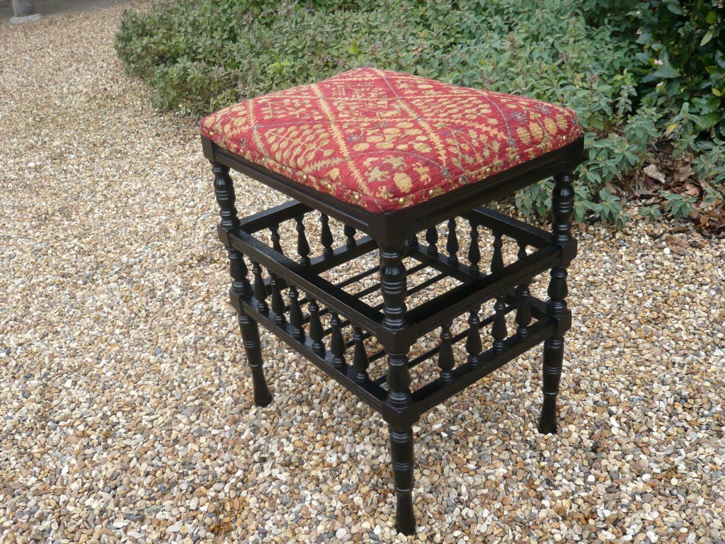Late 19th c. English Turned and Ebonized Magazine Stool