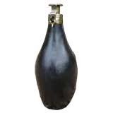 Early 19th c. English Leather and Brass Flask Bottle