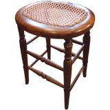 English 19th c. Turned Leg Stool with Caned Top