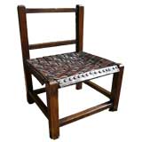 English Diminutive Oak Chair with Woven Leather Seat