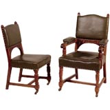 Antique Signed Set of Eight Arts and Crafts Chairs