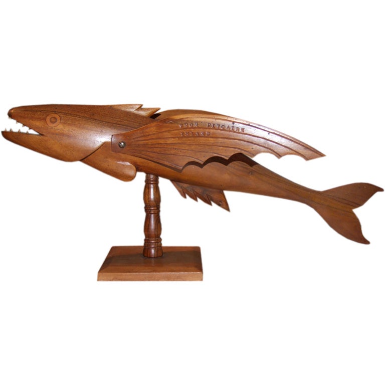 Folk Art Pitcairn Island Treen Fish by Len Brown